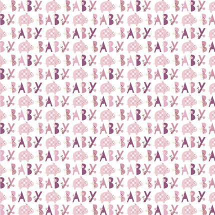 Pink Elephant Gift Wrap Roll 30" x 5ft