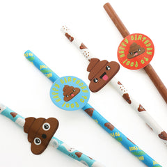 20 Emoji Poo Paper Straws