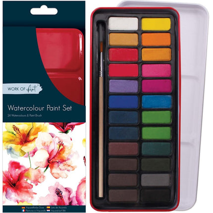 Watercolor Paint Palette & Brush