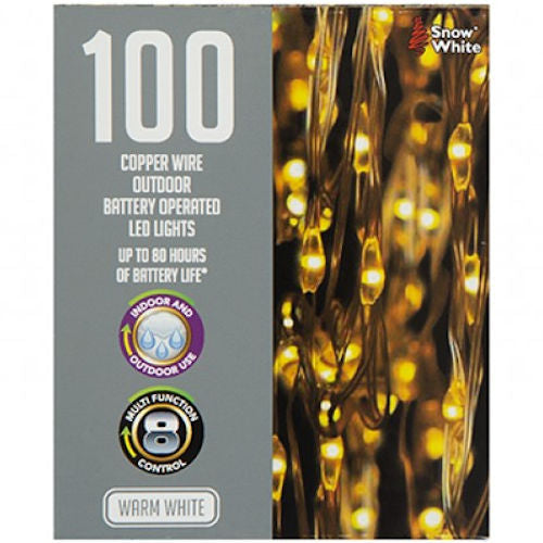 100 Warm White Outdoor Copper Wire Lights