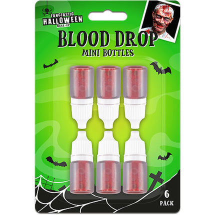 6 Halloween Blood Drop Mini Bottles
