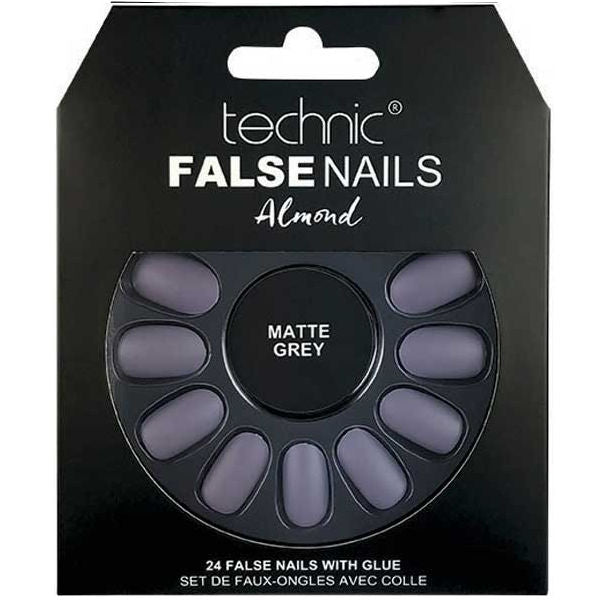 Technic Almond Matte Grey False Nails
