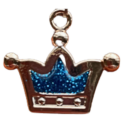 Blue Glitter Dog Collar With Crown