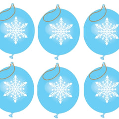 6 Blue Snowflake Punch Balloons