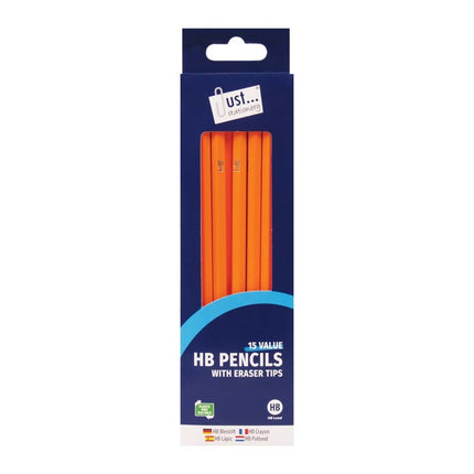 15 HB Pencils with Eraser Tops