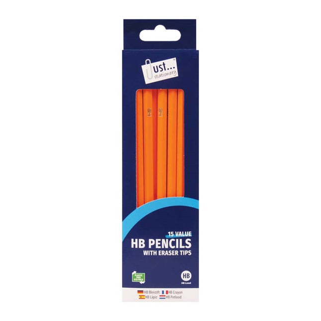 15 HB Pencils with Eraser Tops