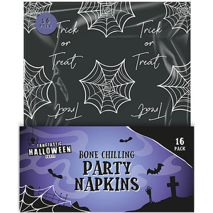 16 Halloween Spiderweb Printed Napkins