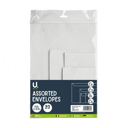 23 Assorted Peel & Seal White Envelopes