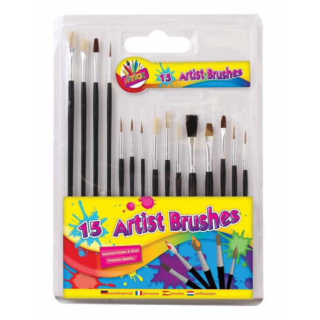 15 Assorted Artist Paint Brushes
