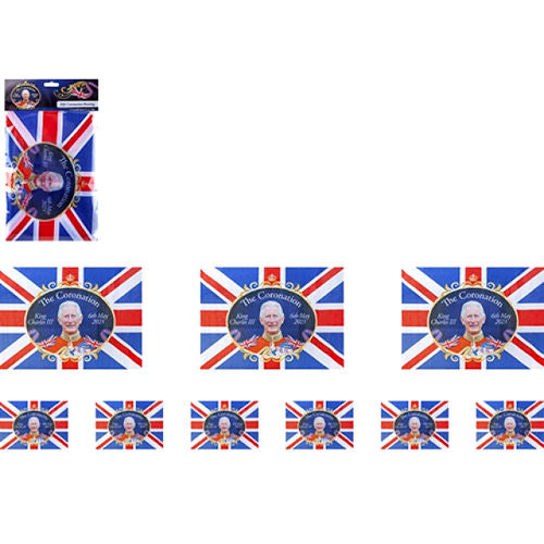 King's Coronation 30cm x 20cm Flag Rayon Bunting