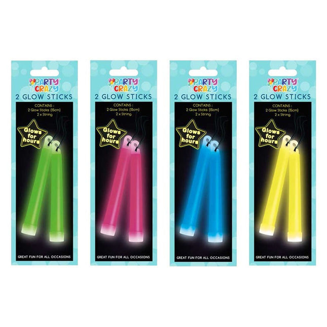 2 Coloured Glow Sticks