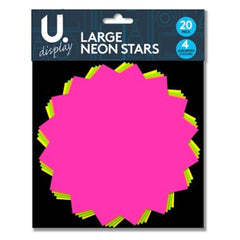 20 Assorted Large Neon Stars