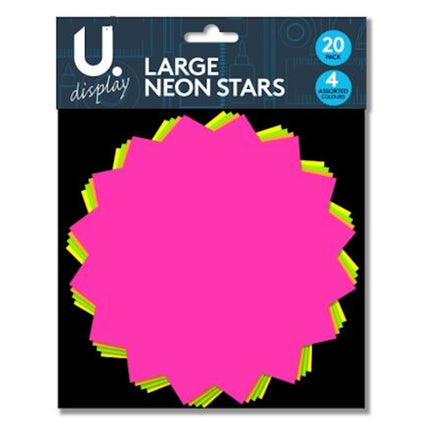 20 Assorted Large Neon Stars