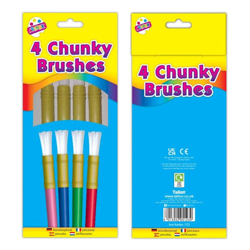 4 Chunky Plastic Handle Paint Brushes
