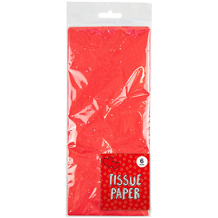 6 Red Glitter Tissue Paper Sheets