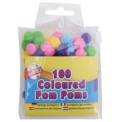 100 Coloured 1cm Pom Poms