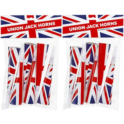 12 Union Jack Party Horns