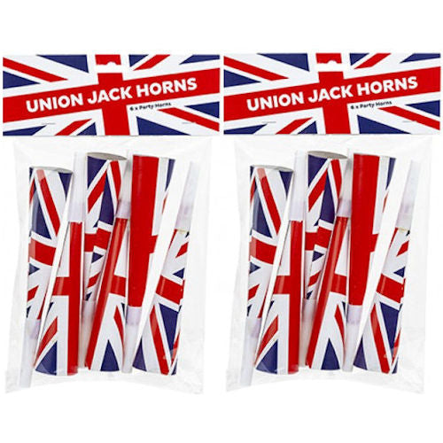 12 Union Jack Party Horns
