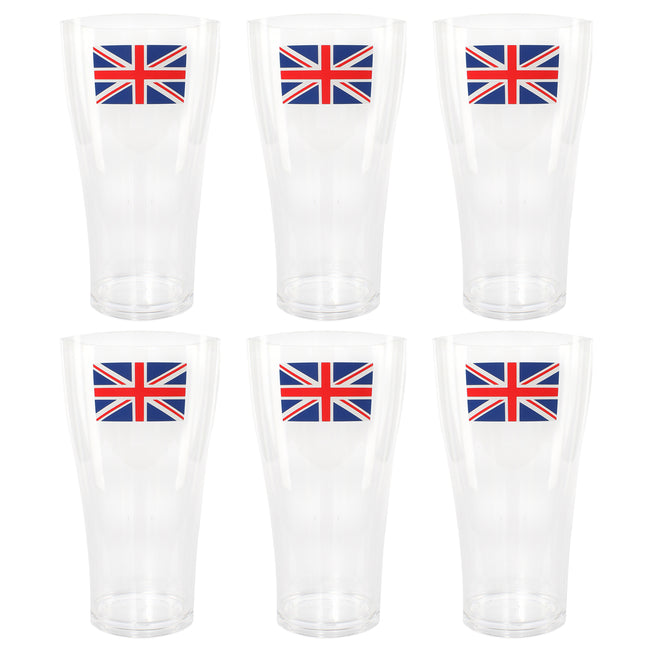 6 Union Jack Pint Glasses