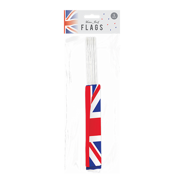 5 Union Jack Hand Waving Flags