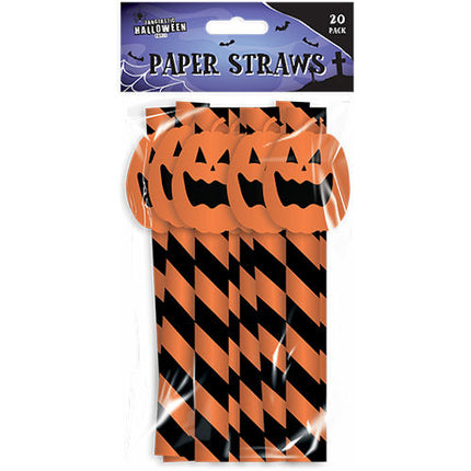 20 Halloween Pumpkin Paper Straws
