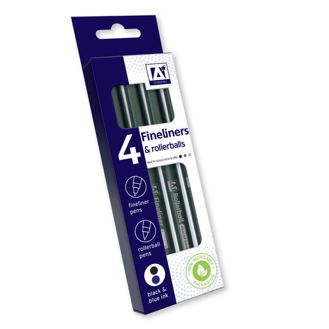 4 Pack Fineliners & Rollerballs