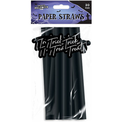 20 Black Halloween Paper Straws